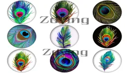 Zdying Whole 1825mm Oval Shape Glass Cabochon Peacock Feather Dome Beads DIY Jewelry Making Findings 10pcslot1020577