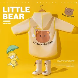 Kleiner Bär süßer Kinder wasserdichte Regenmantel Regenjacke tragen Mantelanzug Kleidung Kleidung Mädchen Junge gelbgrün 240422