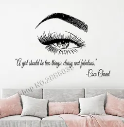 Make Up Quotes Wall Stickers Beautiful Eye Eyelashes Lashes Extensions Eyebrows Beauty Salon Brows Wall Decals Decor6115204