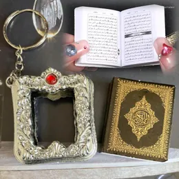 Keychains vintage Muslim Resin Key Ring Chain Jóias religiosas pode ler Pingente Real Paper Mini Ark Alcorão Livro