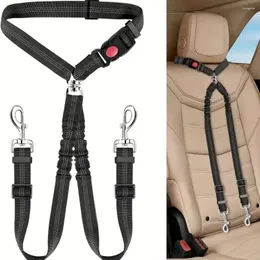 Dog Collars Double Seat Belt Durable Nylon Dual Car With Elastic Bungee And Headrest Restraint Safe Comfortable For Travel