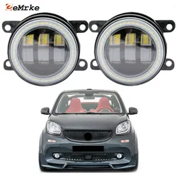 EEMRKE Led Fog Lights Assembly 30W/ 40W for SMART Fortwo Forfour 453 2014-2020 with Clear Cut-line Lens Angel Eyes DRL Car PTF Daytime Running Light 12V Fog Lamp