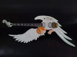 Ангел электрогитара рука вырезан новый ангел дизайн белый красное дерево тело тремоло мост гитара