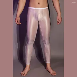 Calcinha feminina feminina se sexy masculino de bulge de bulge de leis de lingerie transparente calças longas calças mangas calças magras