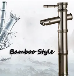 Bütün ve perakende fırçalanmış nikel banyo musluğu bambu tarzı Sinlge saplı delikli gemisi lavabo mikseri musluk güverte monte edilmiş 5885452