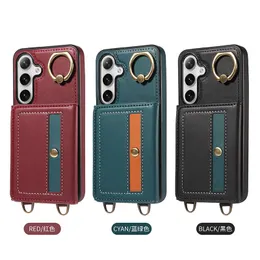 Ringhållare stötsäker plånbok läderfodral Backskydd för iPhone 13/14 Pro/15 Promax LYP161