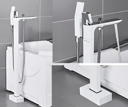 Floor Mounted Bathtub Shower Faucet Handheld Finish Standing Black White BathTub Water Mixer Taps Waterfull6992821