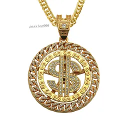 Heißer Verkauf HipHop Aggressive trendige Herren übertrieben Hip Hop Diamond Set Dollar Anhänger Halskette