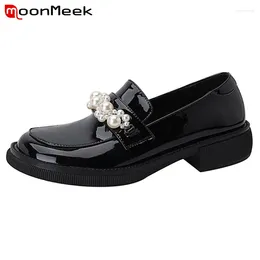 Scarpe casual Moonmeek 2024 Arrivo donne piatte vera slip in pelle vera perla in primavera estate single