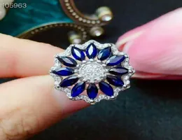 Cluster Rings Meibapj Sri Lanka Natural Royal Blue High Purity Gemstone Кольцо для женщин Реал 925 серебряного серебря