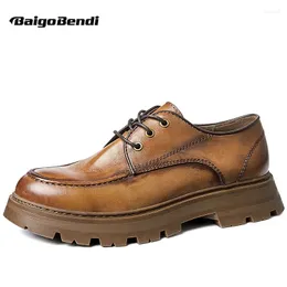 Scarpe casual gentiluomini classici marroni marrone di alto grado in pelle semplice oxfords maturo maschi di punta di punta formale abito formale