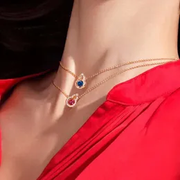 Swarovskis Halskette Designerinnen Frauen Original Qualität Luxus Mode Flasche Kürbis Halskette mit Mikroeingelegtem rotem Zirkonstein kreativer Sprungbrettkette Kette