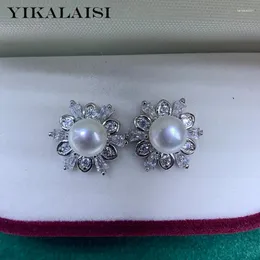Studörhängen Yikalaisi smycken för kvinnor 6-7 mm Oblate Natural Freshwater Pearl 2024 grossist