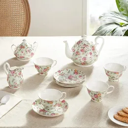 Teezeremonie Set Rose Chintz 11-teilige Tasse Teebecher Küche Essbar Hausgarten 240428