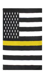 3x5 pés de linha amarela fina bandeira de emergência de ouro Dispatadores de emergência Tow Drivers Recuperação de segurança pública Guardas de segurança LESS4106984