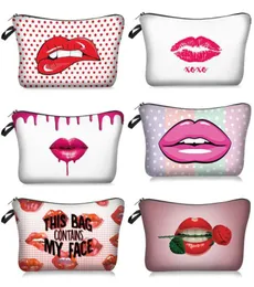 Red Lip 3D Imprimir sacos de cosméticos com padrão multicolor Eyes fofos bolsas de maquiagem para Travel6736579