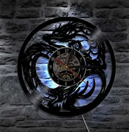 Zegary ścienne Dragon Art Clock Bateria Nowoczesna rekord projektowania z LED LAMPEM DOMOWA DEKARACJA 3503860