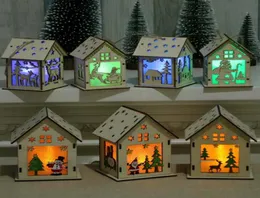 Candle light Christmas Wood House Christmas log cabin Hangs Wood Craft Kit Puzzle Toy Home Christmas Decorations gift1206719