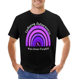 Erkek tank üstleri epilepsi farkındalığı ağartılmış gökkuşağı mor şerit t-shirt erkekler hayvan basılı gümrük spor hayranları erkek tişört grafik