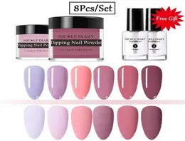 8PCSSET DIPPING NAIL POWDER NUDEピンクカラフルなディップキラキラポリッシュクロムランプなしCURE DUST3333U8520369