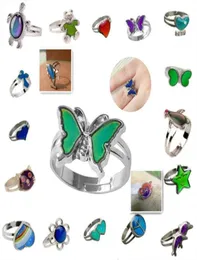 Mood Ring Star Moon Butterfly Olhos azuis ajustáveis grandes mudanças ovais de cor anéis249p6054355