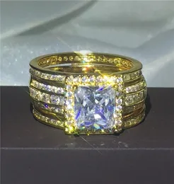 Vecalon prenses kesim 3in1 yüzük seti sarı altın dolu 925 gümüş 5a zirkon cz angajman düğün bant halkaları kadınlar için hediyeler 3586460