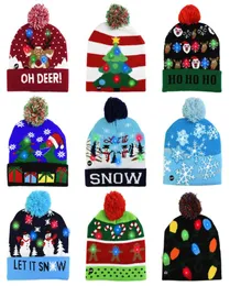 Led Christmas Knitted Hats Kids Baby Moms Winter Warm Beanies Crochet Caps For Pumpkin snowmen Festival party decor gift props8904535