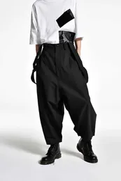 Men's Pants Mens spring and autumn wide leg pants surpass loose mens casual with large suspension Japanese Yamamoto style Q240429