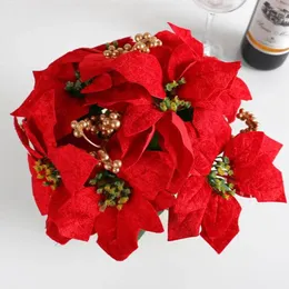 Dekorativa blommor realistiska konstgjorda blommor festlig semesterdekor återanvändbar julpott skrivbord för jul