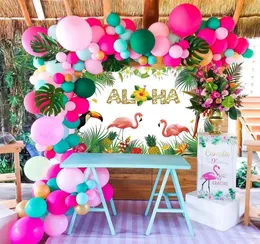 Decoração de festa verão rosa decoração de flamingo bandeira de balão tropical havaiano material de aniversário luau aloha4564478