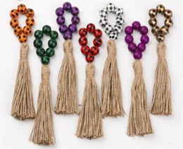 Serviettenringe Farmhouse Natural Holzperlen Tassels Servietten Halter Schnallen für Hochzeit Dinner Party Tischdekorationen 4735926