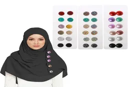 12 PCS -Packung 12 muslimischer Mehrnutzungs -Strass -Strass -Magnetschalbrosche Runde Hijab Pins Kit Magnetische Sicherheitsstifte Muslim Schmuck 4638023