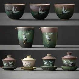 Retro chiński zestaw herbaty Kung Fu ręcznie robiony ceramiczny gajwan teacup targ