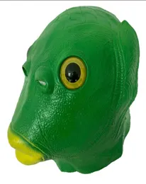 Yeşil Balık Başı Tam Maske Yenilik Lateks Hayvan Headgear Yetişkin Partisi İçin Açık Ağız Cosal Props8608883