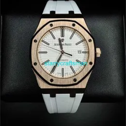 Luksusowe zegarki APS Factory Audemar Pigue Royal Oak Rose Gold White Dial Watch 15400OR OO D088CR.01 STCB