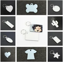 11 Styles Sublimation Blank Keychain MDF Wooden Key Pendant Thermal Transfer Doublesided Key Ring White DIY Gift Key Chain6139488