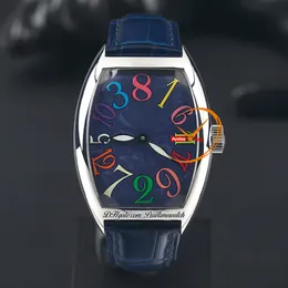 Farbträume 8880Ch Carzy Stunden A21J Automatische Herren Watch Stahlhülle Blaues strukturiertes Wählband Sprung Stunden Hand Reloj Hombre puretimewatch ptfm