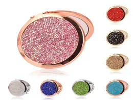 Diamond Makeup Mirror Tragbarer rund gefaltete Kompaktspiegel Diamant -Taschenspiegel für personalisiertes Geschenk6677568 ausmacht