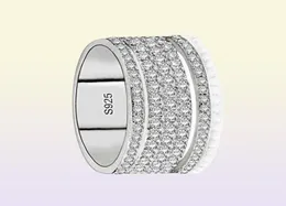 Dostawa biżuterii 2021 Vecalon Starlight Pierścień 925 Sterling Sier Five Olśniewające warstwy Diamond CZ Ban 2360781