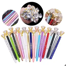 Penne a sfera Penne all'ingrosso Luxury Crystal Big Diamond Pen Promotion Student Stationery Office Scrittura Drop Delivery School Business Dhodp