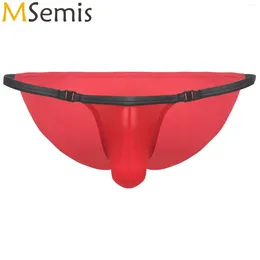 Women's Swimwear Mens Lingerie Silky Mesh Low Rise Underwear Bulge Pouch Buckled Elastic Waist Breathable Bikini Briefs Bathing Suit