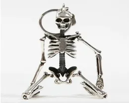 Faltbare Skelett -Anhänger -Schlüsselkette für Männer Frauen Antiquitäten Silber Farbe Metalllegierung Schädel Schädel Beutel Schlüssel Ringauto Schlüsselkettenschlüsselung 4462644