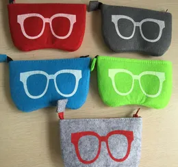 Renkli zarif yün keçe bez gözlük çantası kadın güneş gözlüğü kutuları çocuklar fermuarlı çanta 20pcslot 4108633