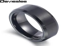 Davieslee Mens Boys Matte Finish Band Ring Tungsten Węglający zaręczyny Czarny 8 mm LTR045095978