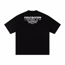 2024 Cole Buxton Designer Men Tir camiseta Tee masculina e mulher curta camisa de seda solta camisetas de camiseta de camiseta