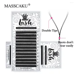 False Eyelashes MASSCAKU Natural Volume YY Lashes Extension Cilios C CC D DD Curl 8-17mm&Mixed Length Double/Triple Tips Premade Fans