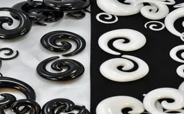 Black and white P32 100pcs mix 8 size 2 color acrylic body jewelry spiral ear taper ear plug3316024