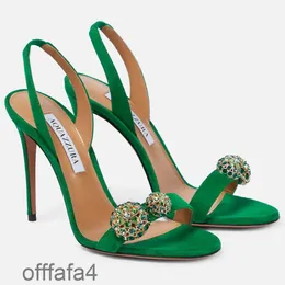 Aquazzura Womens Slingback Stiletto Sandaler Evening Shoes äkta läderpumpar smal Band öppen tå klänningskor lyxdesigner höga klackar 35-42 med låda