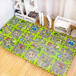 9st/Set barnmatta Playmat City Life Childrens Education Toys Road Traffic System Baby Play Mat Eva Kids Foam Puzzle Carpet 240420