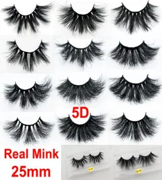 메이크업 3D 밍크 속눈썹 25mm Real Mink False 속눈썹 고급 부드러운 천연 두꺼운 속눈썹 5D 극적인 눈 속눈썹 확장 핸드 메이드 4535820